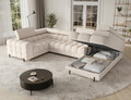 Coltar extensibil dreapta 3 locuri ELTAP, RT-18CAL, Fectory, 346x205x93 cm, lemn/poliester, bej deschis