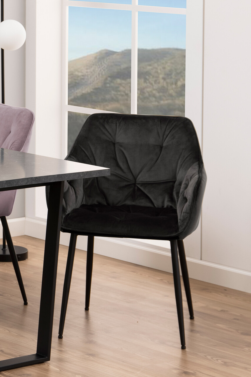 Scaun Brooke, Actona, 58x55x83 cm, catifea/otel, gri maro - view 7
