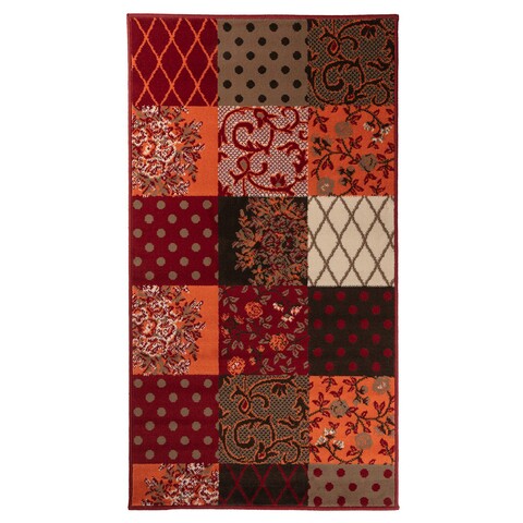 Traversa pentru hol antolex, decorino, 80x200 cm, polipropilena, rosu/gri
