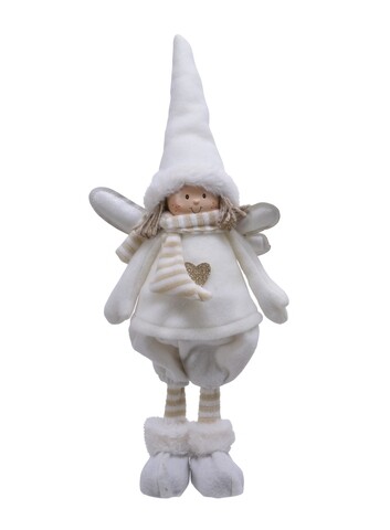 Decoratiune Angel in pants, Decoris, 16.5x8x35 cm, poliester, alb