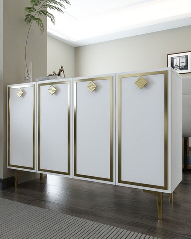 Consola, Hanah Home, 8159KM-1, 120x75x29.6 cm, PAL , Alb/Auriu