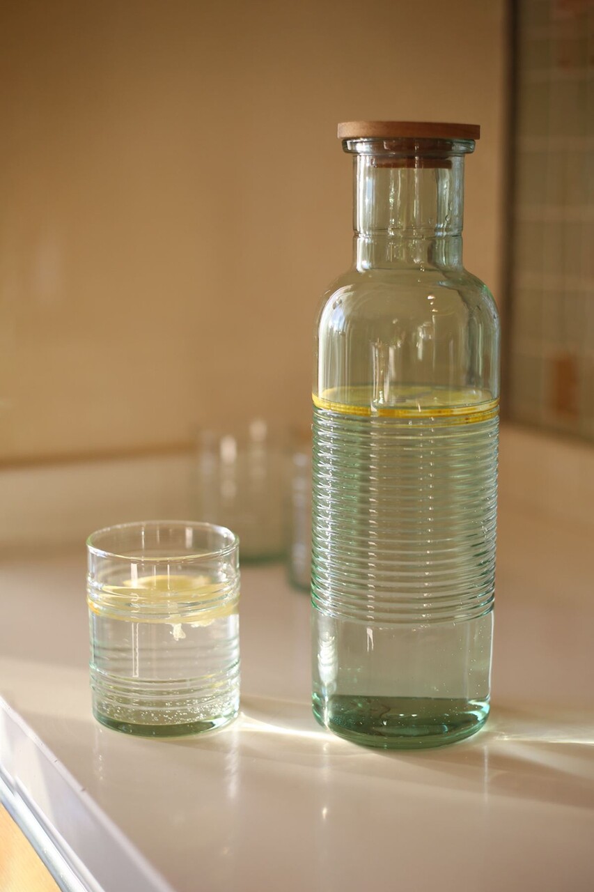 Set de sticle de sticlă (5 piese), L'essentiel Maison, 127RKL1228, Pahar: 7,3 x 7,3 x 8,8 cm / 280 ml (4 bucăți), Verde - view 2
