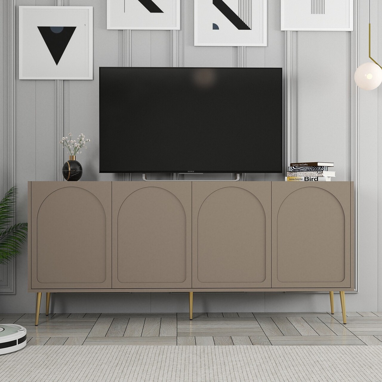 Consola, Hanah Home, Lyon 80, 180x80x35 cm, Atlas / Aur - view 6