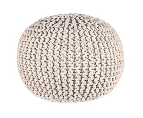 Fotoliu puf Weave, Bizzotto, Ø50 x 35 cm, 100% bumbac, bej 100 imagine model 2022