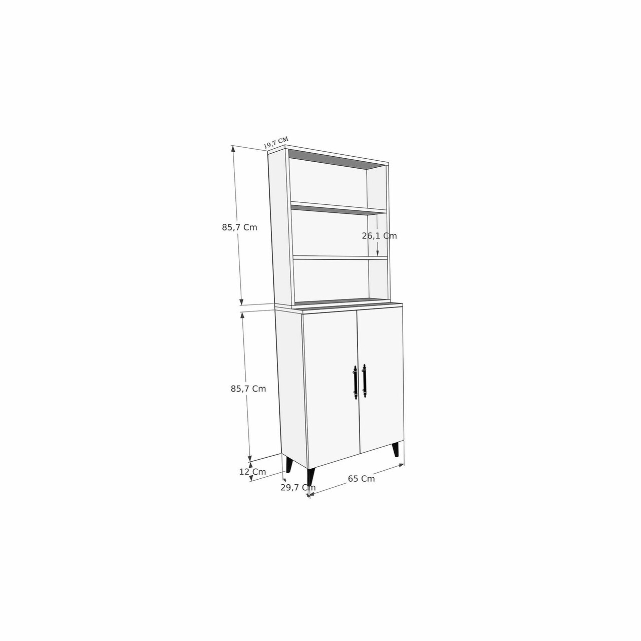 Corp biblioteca, Hanah Home, Oras, 65x183.4x32 cm, Antracit — imaginea 5