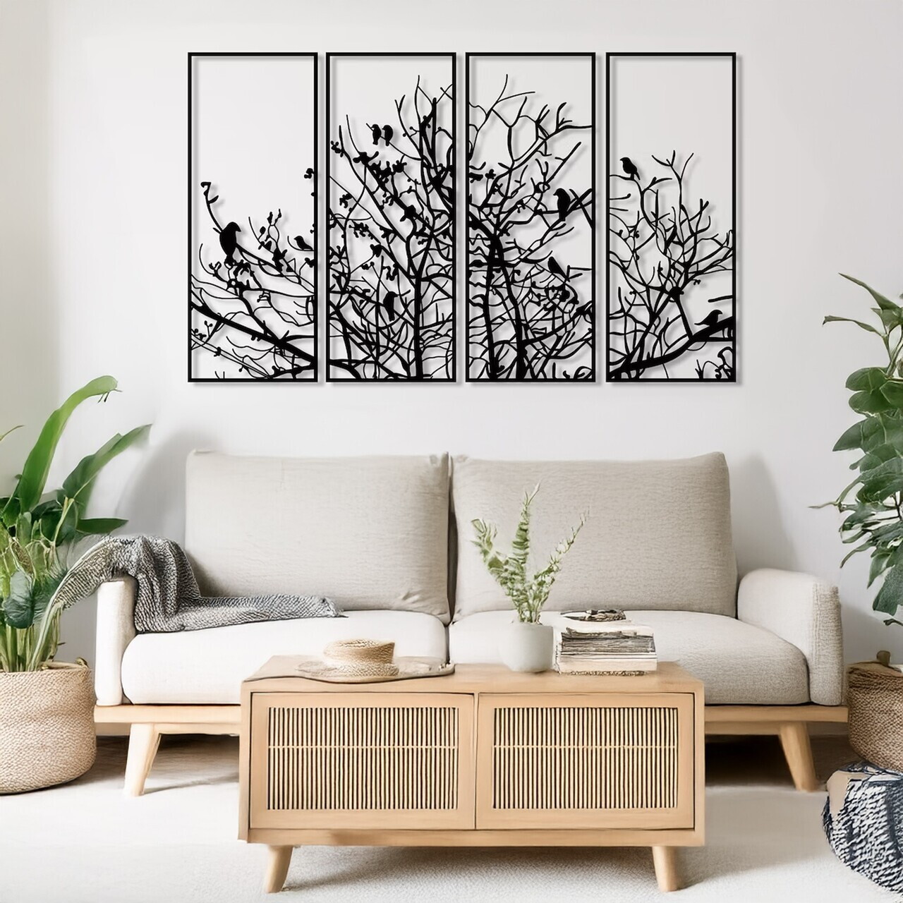 Set de accesorii decorative de perete din metal, DCV-1110-MT, Dimensiune: 20 x 50 cm (4 bucăți), Negru — imaginea 3