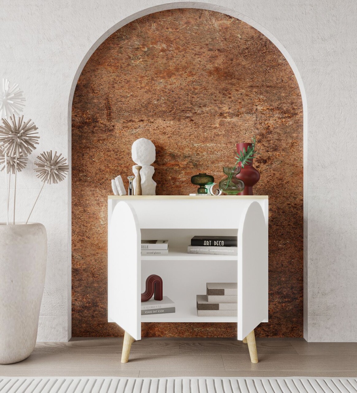 Consola, Hanah Home, Venezia 75, 76x80x30 cm, PAL, Stejar Safir / Alb - view 3