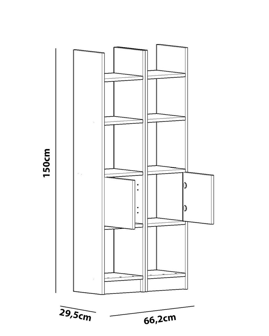 Corp biblioteca, Decorotika, Esbi 102, 66.2x150x29.5 cm, Alb