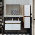 Set Dulap de Baie cu Chiuvetă și Oglindă (3 Piese), Hanah Home, 1899, MDF-LAM, Pin Atlantic / Alb Mat