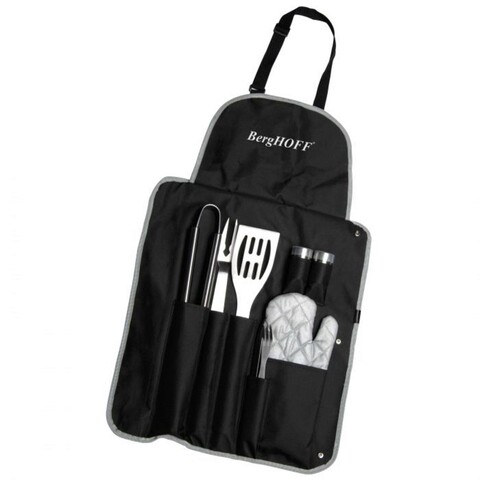 Set ustensile pentru gratar, sort si manusa 9 piese BergHOFF, Essentials Cubo, bumbac/otel BergHOFF
