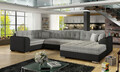 Coltar extensibil dreapta 5 locuri ELTAP, Damario, 338x189x78 cm, lemn/poliester, gri/negru