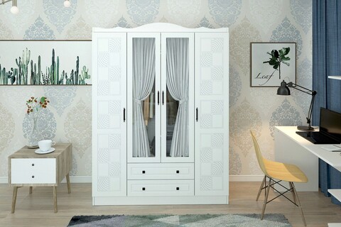 Dulap pentru haine, Glenevis, Hira 304, 140x186x50 cm, Alb Glenevis