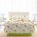 Lenjerie de pat dubla King Size, Rosemallow Lime v.2, 4 piese, 220 x 250 cm, 100% bumbac, multicolora