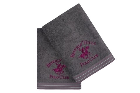 Set 2 prosoape de baie, Beverly Hills Polo Club, 405 Dark Grey, 70 x 140 cm, 100% bumbac Beverly Hills Polo Club