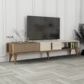 Comoda TV, Hanah Home, Milan, 180x40x35 cm, PAL, Nuc / Travertin