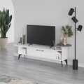 Comoda TV, Decortie, Ada, 188 x 42.6 x 40 cm, pal melaminat, alb/mocha