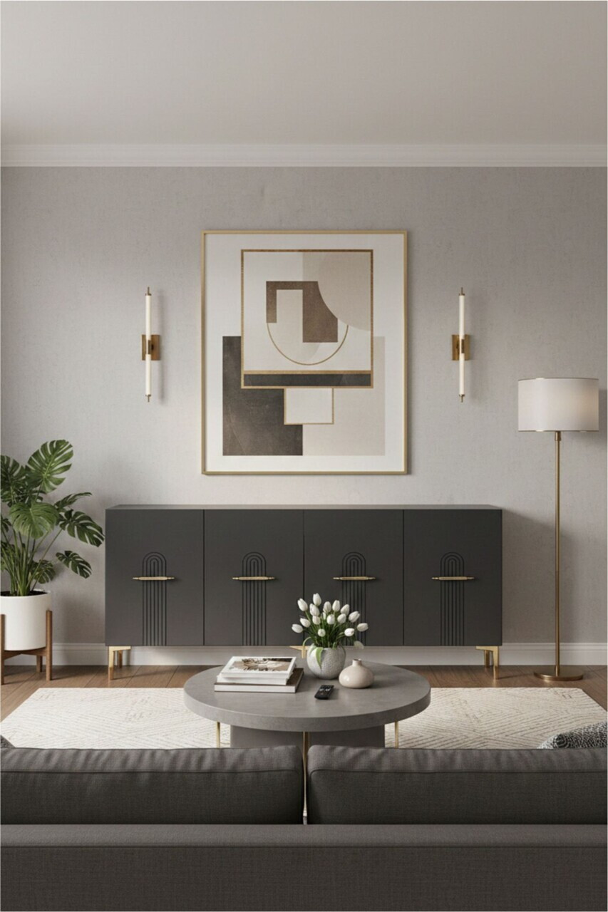 Consola, Hanah Home, Ida 180, 180x75x32 cm, Antracit / Aur — imaginea 2
