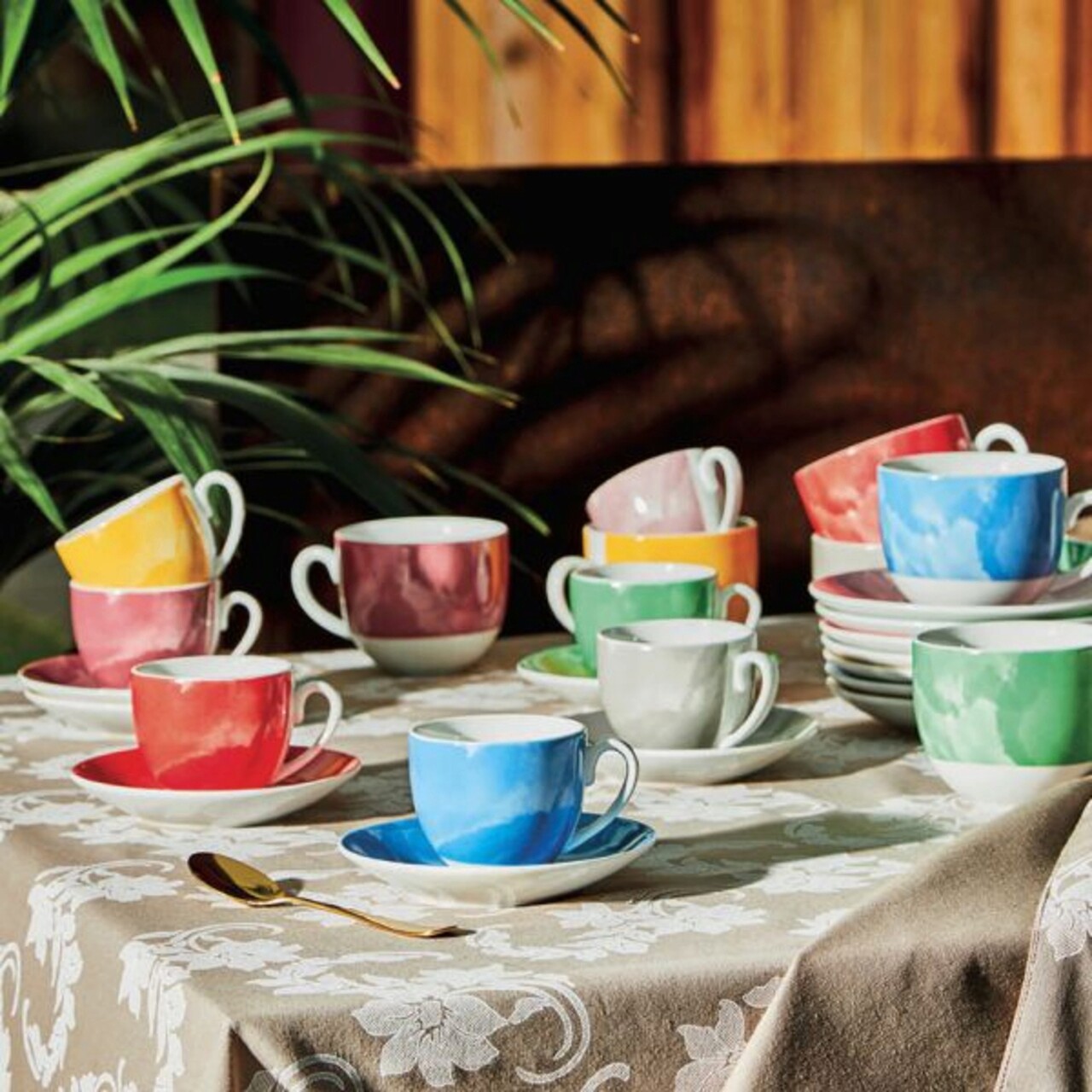 Set 4 cesti de cafea cu farfurie Sfera, Andrea Fontebasso, 250 ml, portelan, mov - 1 | YEO