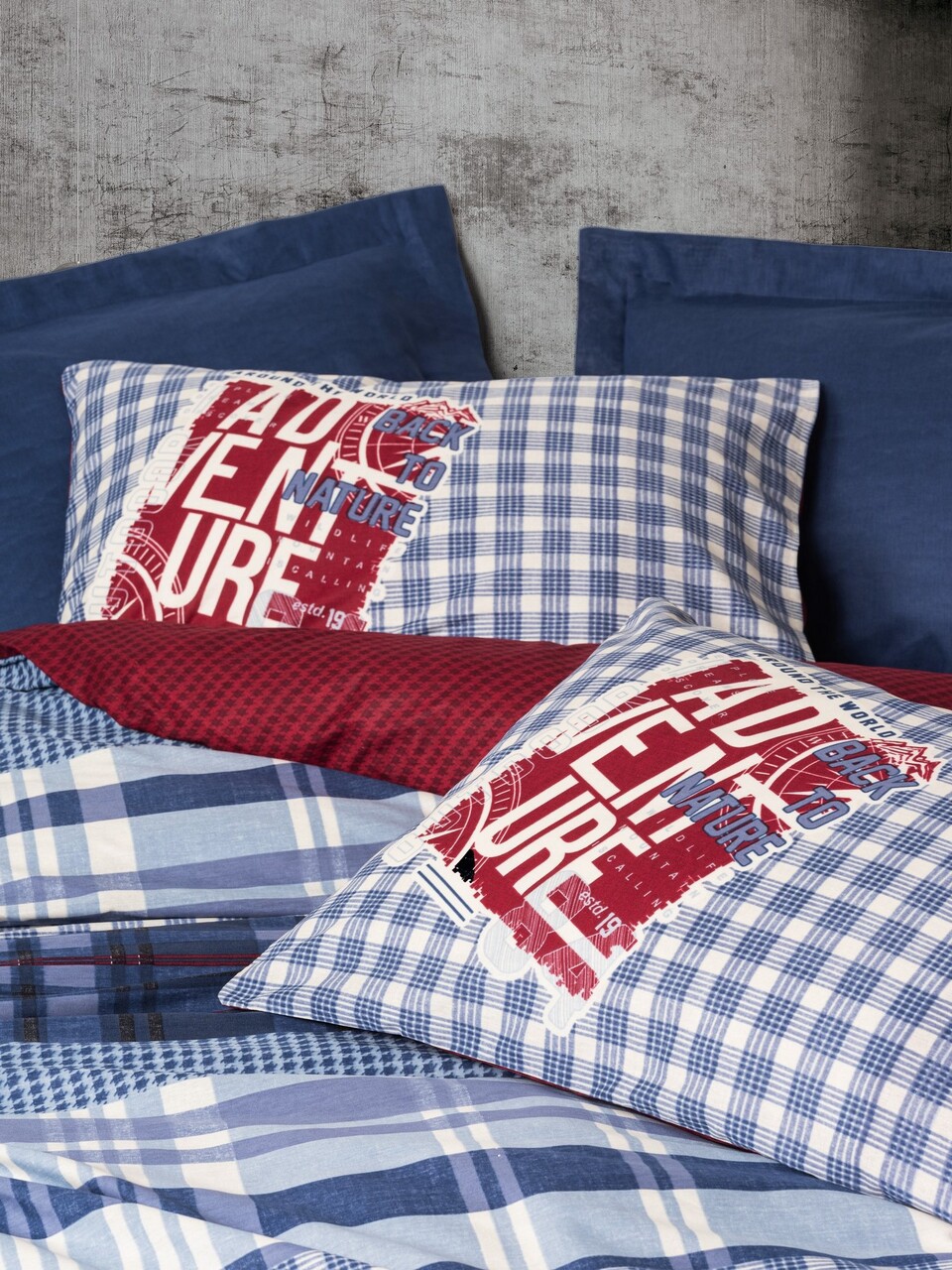 Lenjerie de pat dubla, Roger - Dark Blue, Cotton Box, Bumbac Ranforce