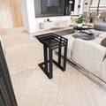 Set masute 3 piese, Caliente, İbiza, Sticla temperata, Negru