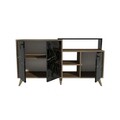Masuta de cafea, Bexley, Black Line, 80x80x40 cm, PAL, Nuc / Negru