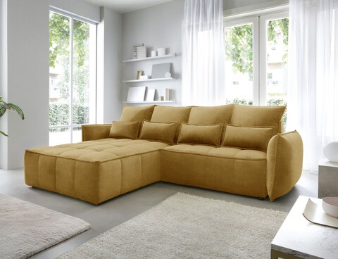 Coltar extensibil stanga 4 locuri ELTAP, LT-45MAN, Campo, 265x196x88 cm, lemn/poliester, mustar