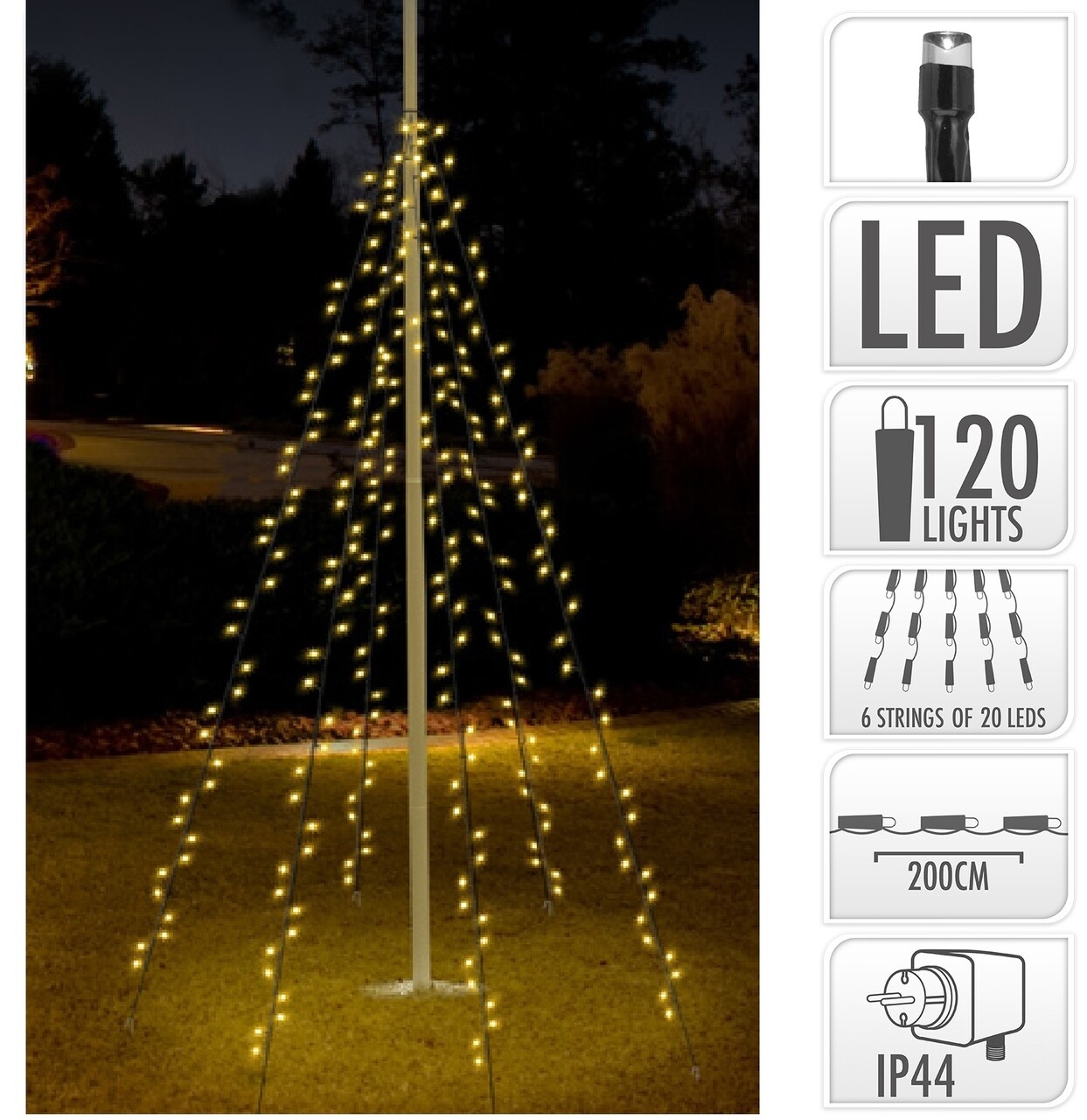 Ghirlanda Luminoasa Pentru Exterior, 120 LED-uri, Alb