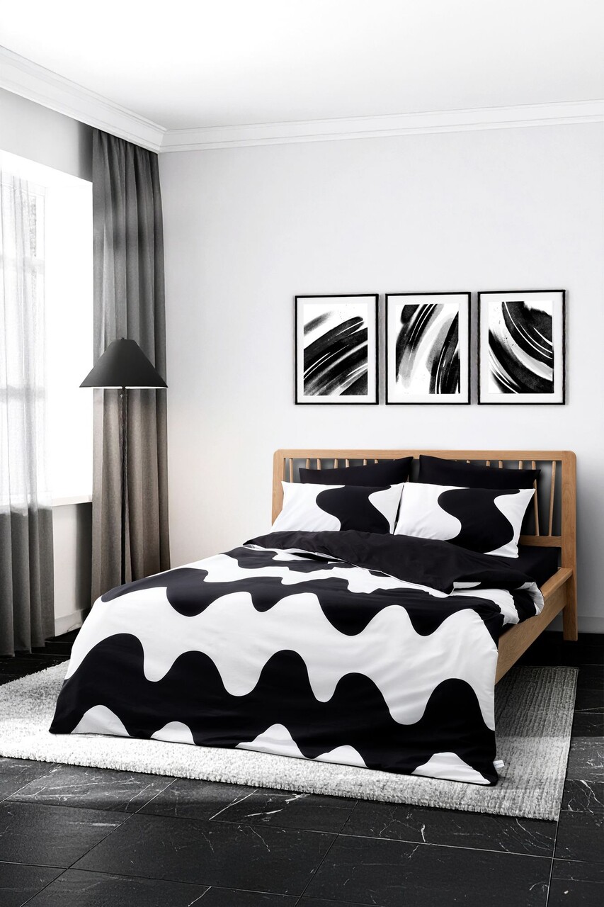 Lenjerie de pat dubla (DE) L'essentiel Maison Flow Negru