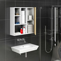Dulap de baie, Olivia, Secret, 60x63.6x22 cm, PAL, Stejar alb / safir