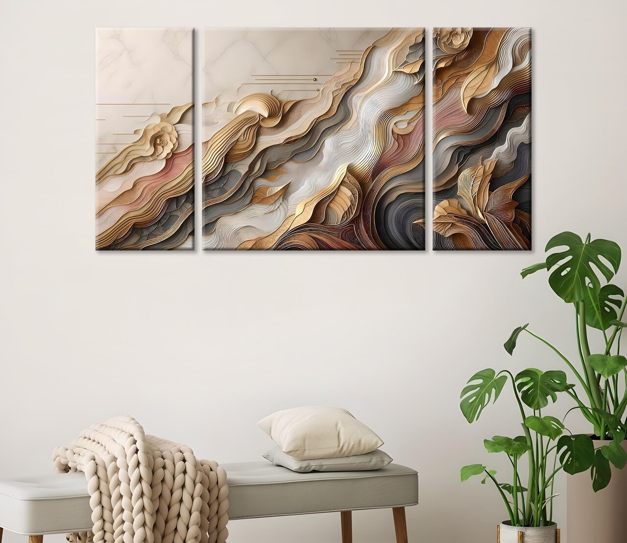 Set 3 tablouri decorative MXC04 Cadru: 100% LEMN (Grosime: 2 cm) Multicolor