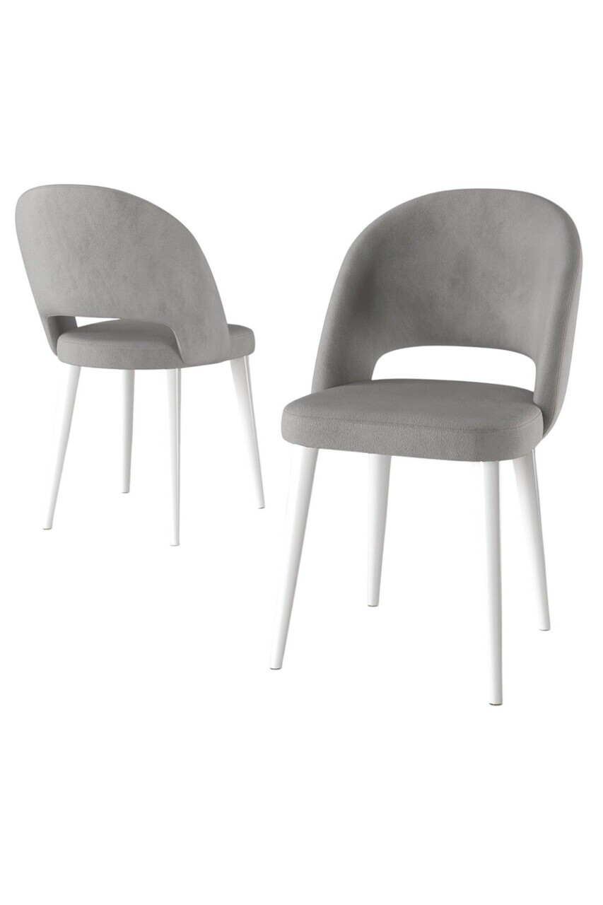 Set scaune 2 piese, Hanah Home, Pane, Gri/Alb — imaginea 2