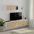 Comoda TV cu raft, Decortie, Spark, pal melaminat, stejar/alb