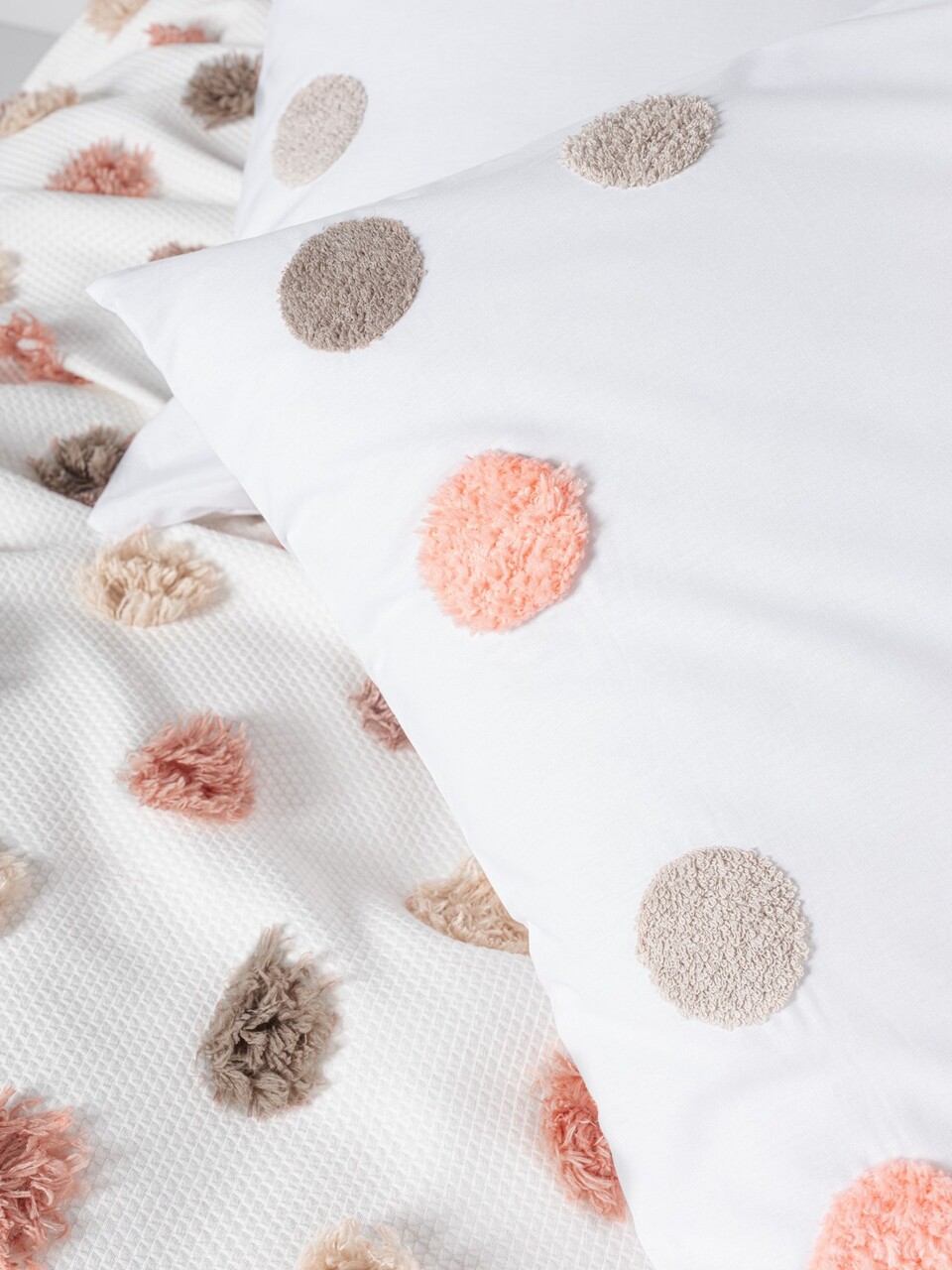 Set cuvertura pique dubla, Alvin - Salmon, Cotton Box, Poliester - 2 | YEO