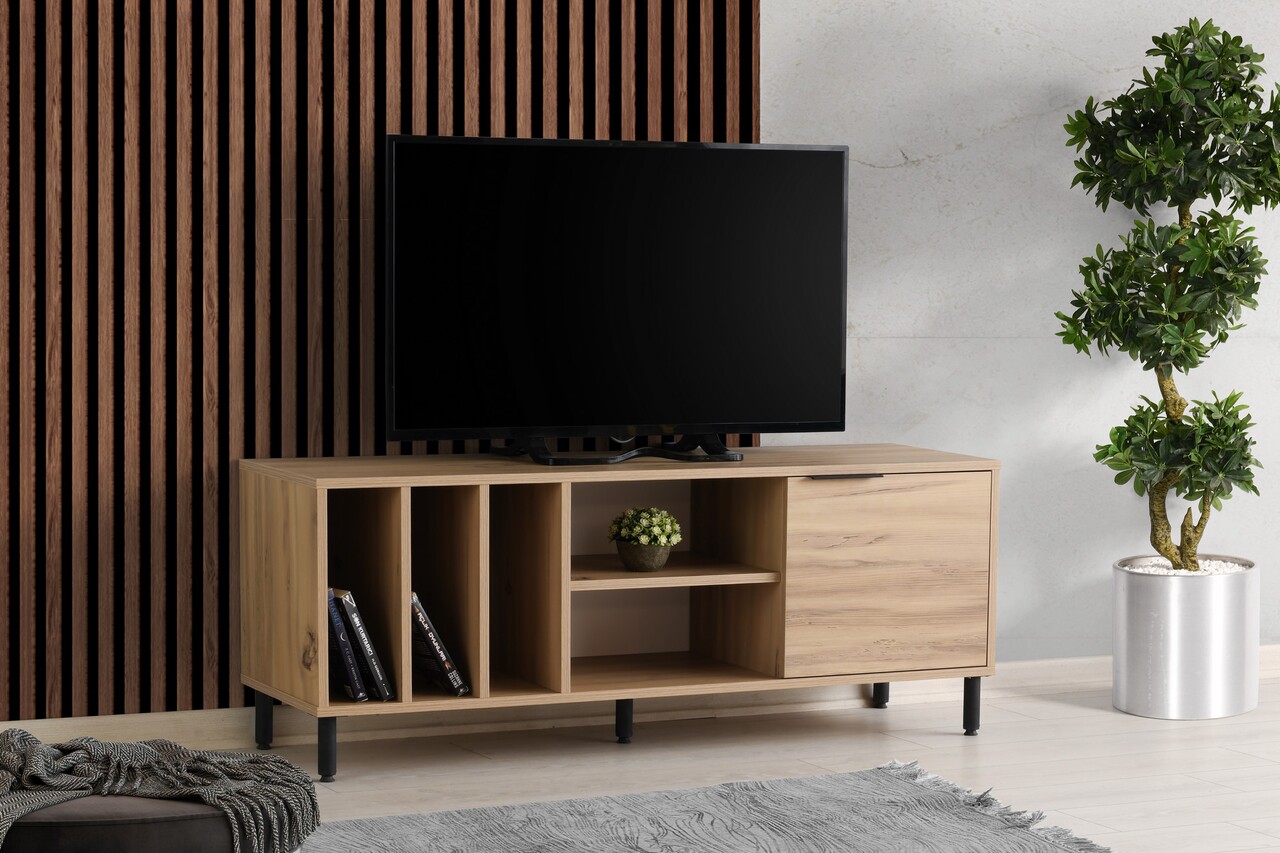 Comoda TV, Kalune Design, Bodegas, 140 X 55 X 40 Cm, Pal Melaminat, Stejar