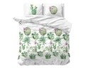 Lenjerie de pat dubla Cactina Green , Sleeptime, 3 piese, 200x220 cm, bumbac, multicolora