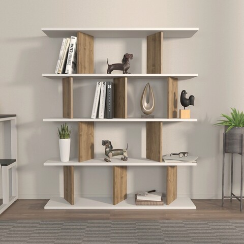 Corp biblioteca, zena home, grace, 120x141x24.6 cm, pal, alb / nuc