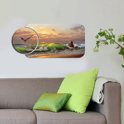 Set ceas si tablou decorativ, yms-06, mdf , dimensiune: 68 x 32 cm, multicolor