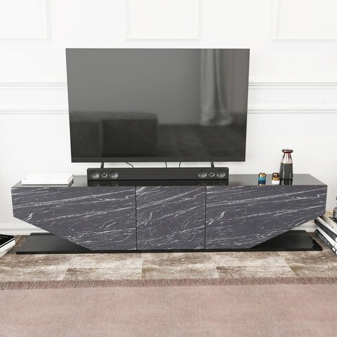 Comoda tv, retricy, inci, 180x30x45 cm, pal, negru