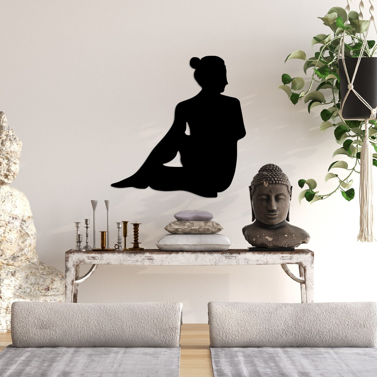 Decoratiune de perete, Yoga 22, Dimensiuni: 53 x 55 cm, Negru — imaginea 2