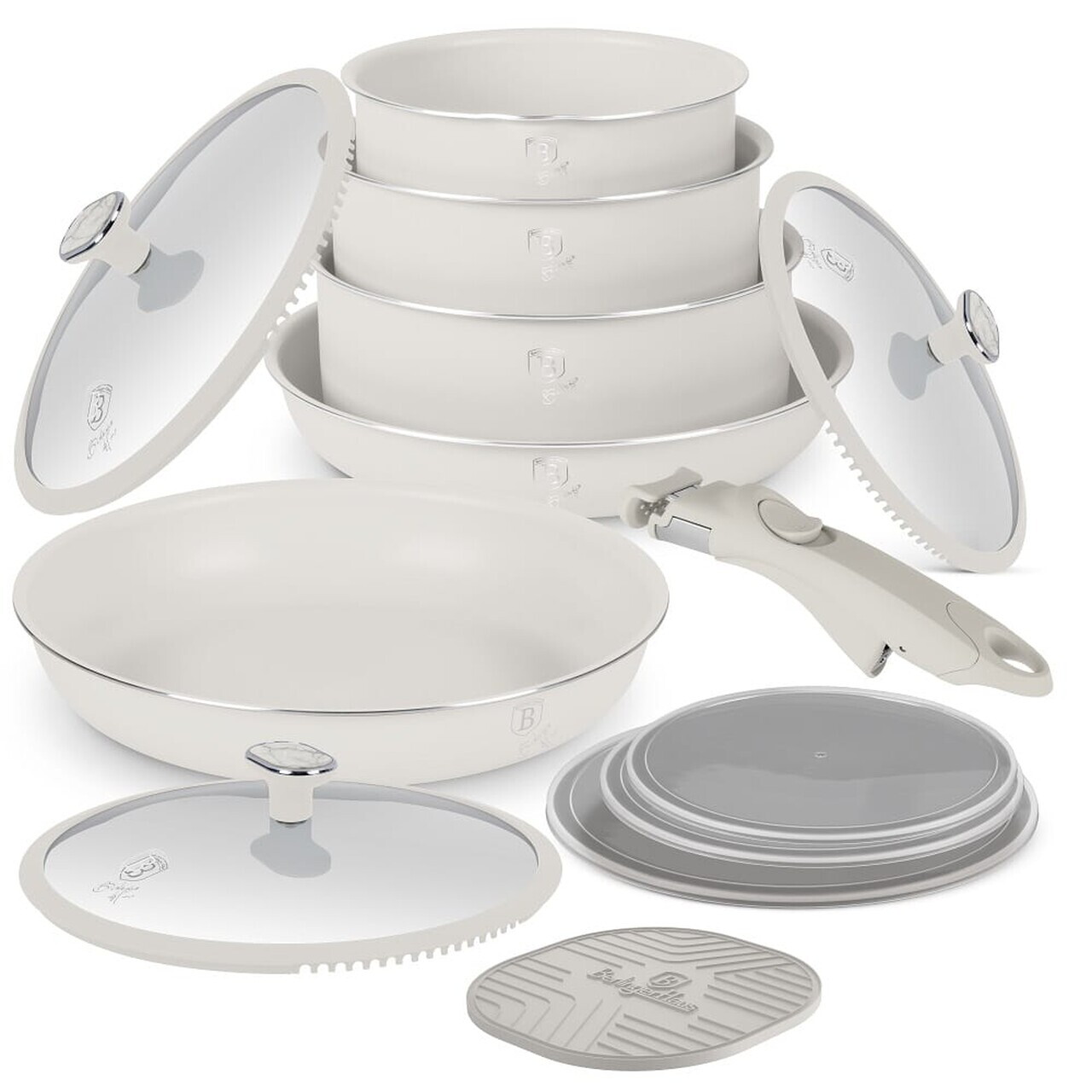Set pentru gatit Berlinger Haus, Sahara Marble, 13 piese, aluminiu, crem mat/marmura - imagine 2