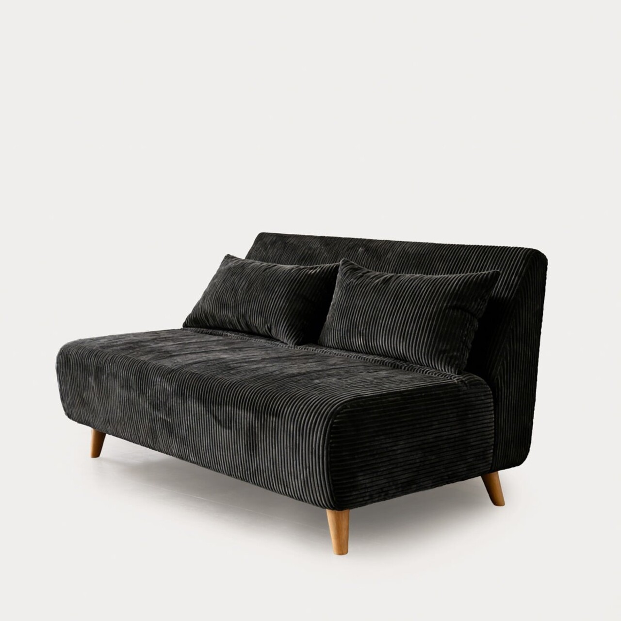 Canapea extensibila 2 locuri Solace, Homla, 140x94x84 cm, MDF/catifea din poliester, negru - view 2