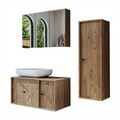 Set Dulap de Baie cu Chiuvetă și Oglindă (3 Piese), Hanah Home, 2573, MDF, Maro
