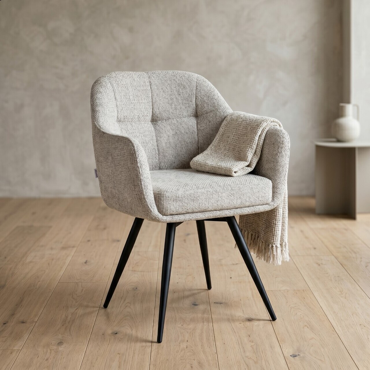 Scaun Comodo, Homla, 59x58x84 cm, metal/poliester, bej