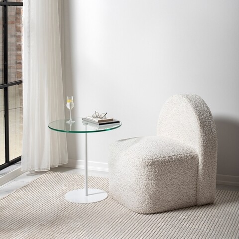 Masa de colt, Neostill, Chill-Out, 50 x 50 x 50 cm, sticla temperata/metal, alb alb