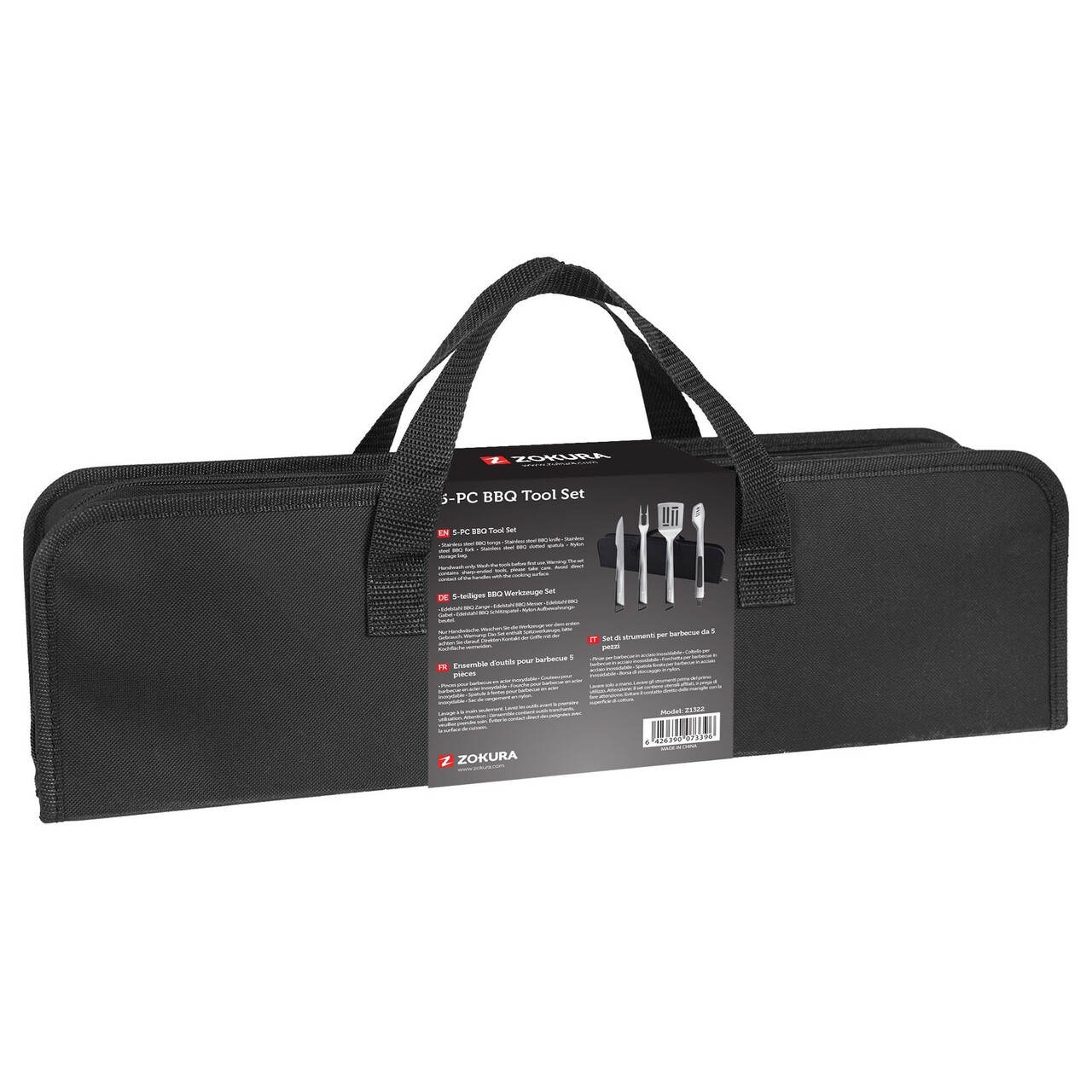 Set 4 ustensile pentru gratar, cu geanta depozitare, inox - Zokura - imagine 6