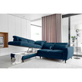 Coltar extensibil stanga 4 locuri ELTAP, LT-40NU, Noble, 255x201x100 cm, lemn/poliester, albastru inchis