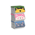 Set 3 cutii depozitare Vasagle, capac magnetic, 38x25x35 cm, material netesut/metal, multicolor