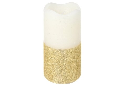 Lumanare LED Golden glitter, 7x13 cm, alb/auriu