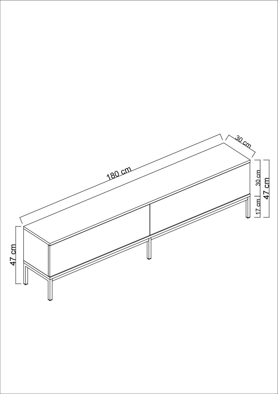 Comoda TV, Bexley, Lord, 180x47x30 cm, PAL, Negru/Argintiu