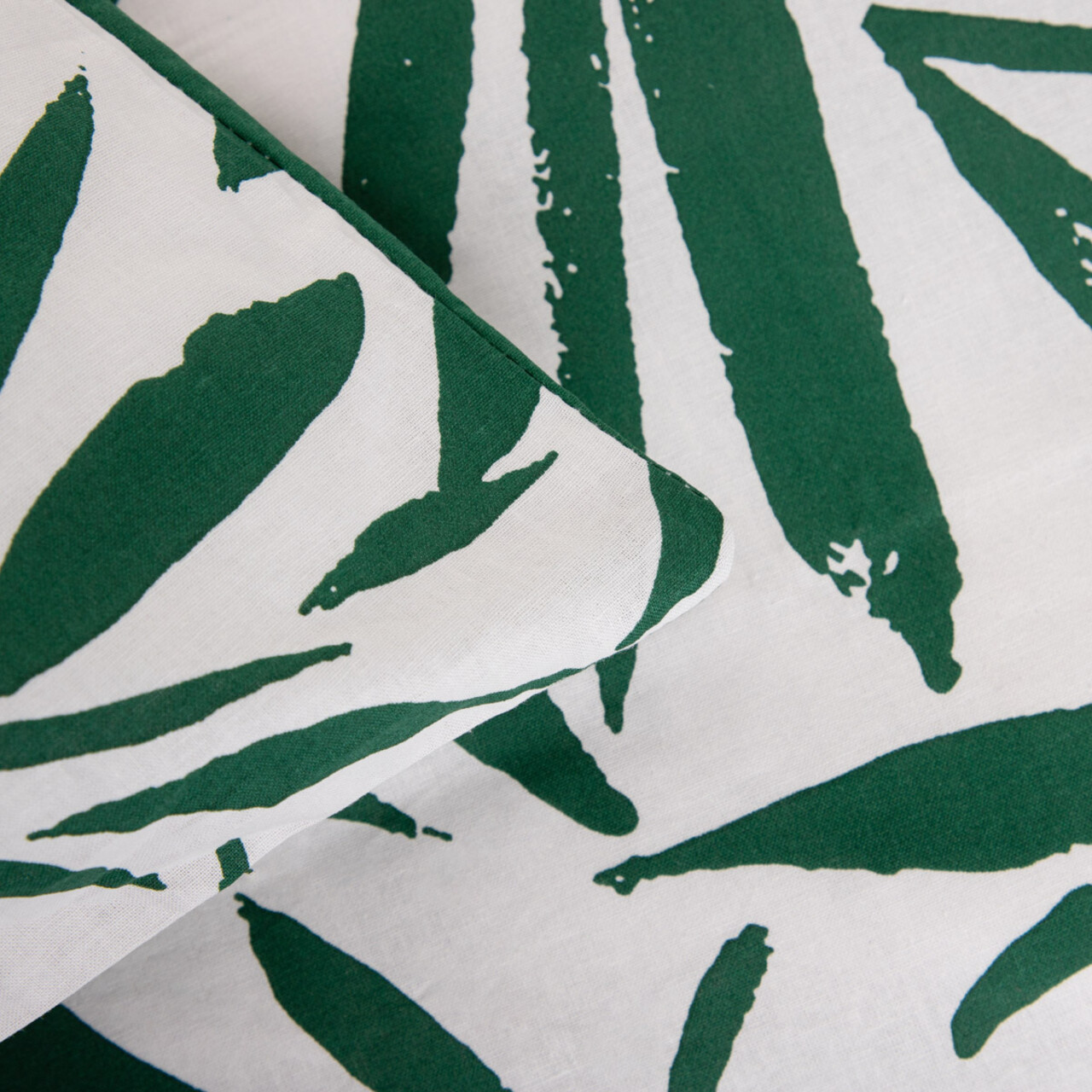 Lenjerie de pat dubla B2 Foglie Essentials, Homla, 160x200 cm, 3 piese, bumbac, verde/alb - view 4